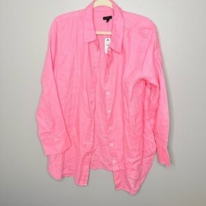 Talbots Pink Women’s Button up Linen Blouse Size XL NWT